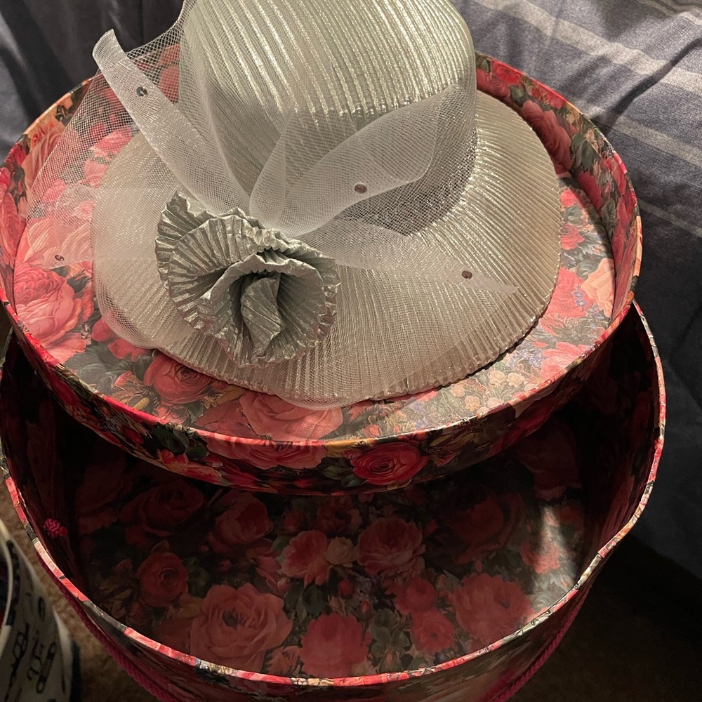 Beautiful silver woman hat